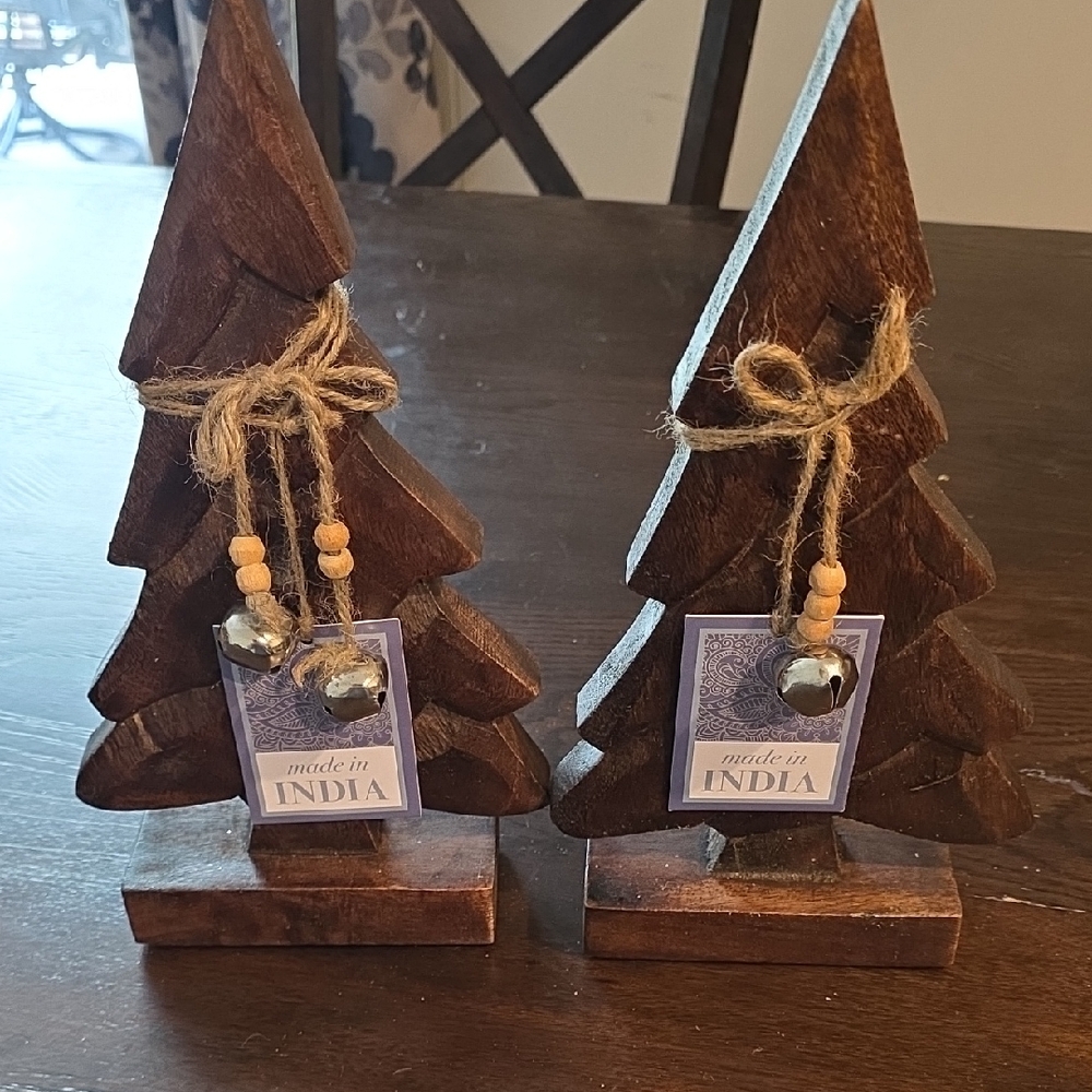 Wooden Christmas Tree Decor with Bells